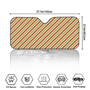 Red Green And White Candy Cane Print Car Windshield Sun Shade