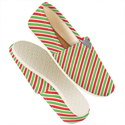Red Green And White Candy Cane Print Casual Shoes
