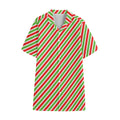 Red Green And White Candy Cane Print Cotton Hawaiian Shirt
