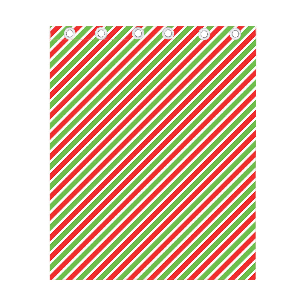 Red Green And White Candy Cane Print Curtain