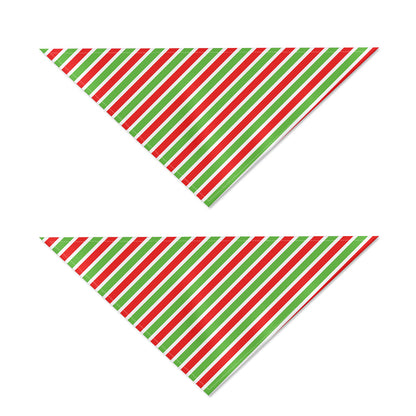 Red Green And White Candy Cane Print Dog Bandana