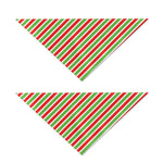 Red Green And White Candy Cane Print Dog Bandana