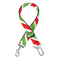 Red Green And White Candy Cane Print Dog Seat Belt