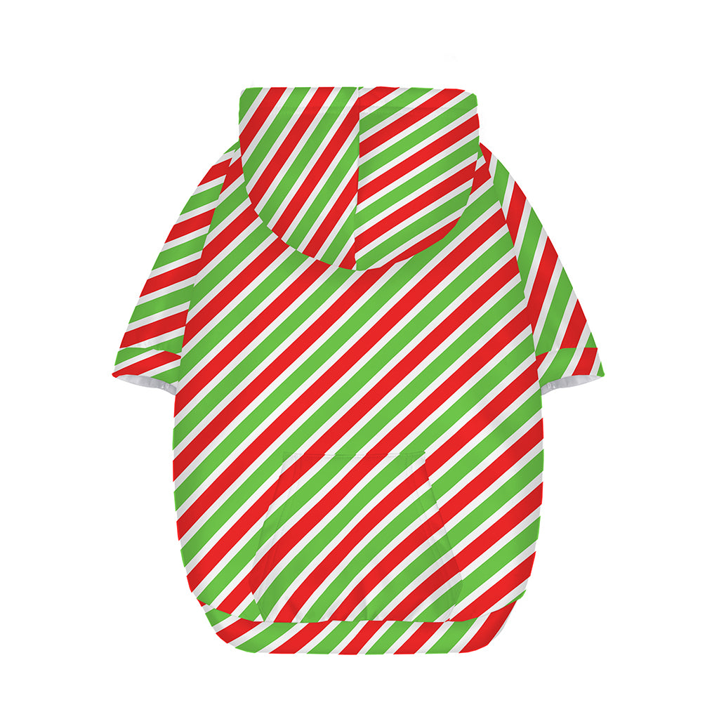 Red Green And White Candy Cane Print Dog Zip Up Hoodie