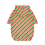 Red Green And White Candy Cane Print Dog Zip Up Hoodie