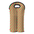 Red Green And White Candy Cane Print Double Neoprene Wine Tote