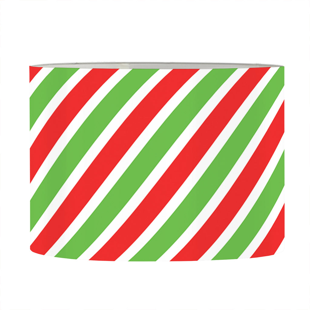 Red Green And White Candy Cane Print Drum Lamp Shade