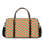 Red Green And White Candy Cane Print Duffle Bag