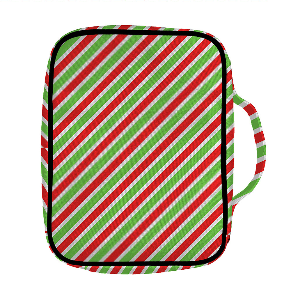 Red Green And White Candy Cane Print Front Pocket Bible Bag