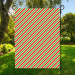 Red Green And White Candy Cane Print Garden Flag