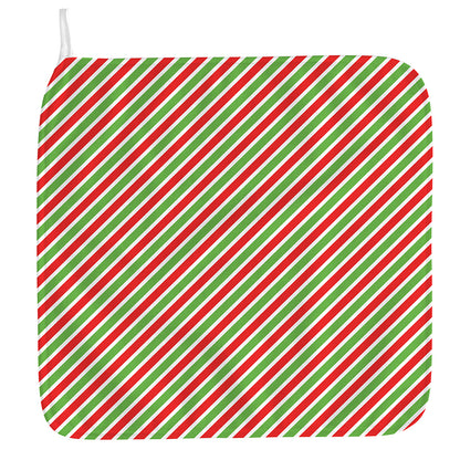 Red Green And White Candy Cane Print Hand Towel