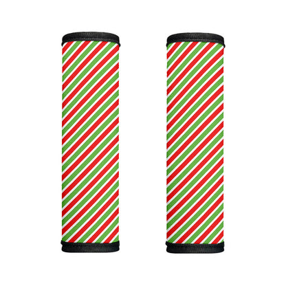 Red Green And White Candy Cane Print Handle Covers