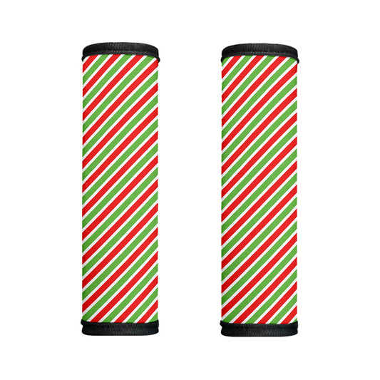 Red Green And White Candy Cane Print Handle Covers