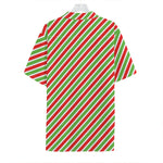 Red Green And White Candy Cane Print Hawaiian Shirt