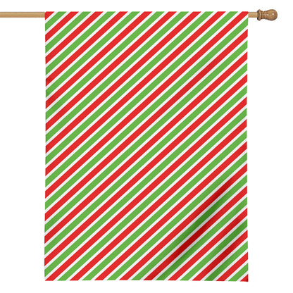 Red Green And White Candy Cane Print House Flag
