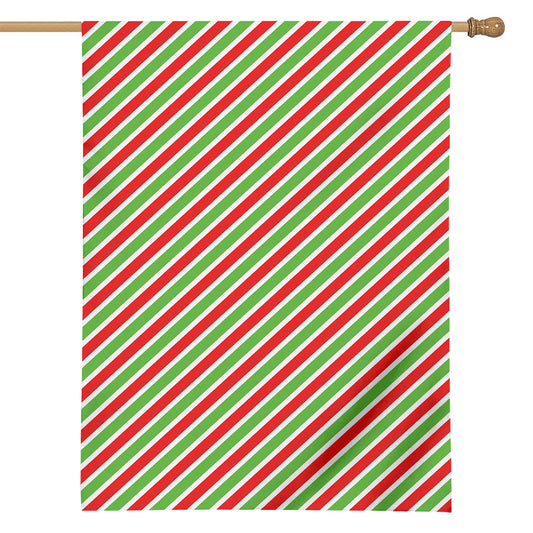 Red Green And White Candy Cane Print House Flag