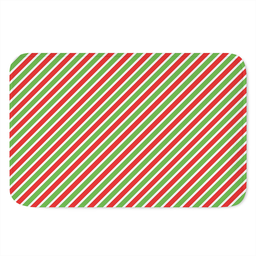 Red Green And White Candy Cane Print Indoor Door Mat