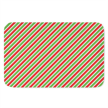 Red Green And White Candy Cane Print Indoor Door Mat