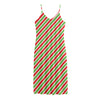 Red Green And White Candy Cane Print Jersey Midi Cami Dress