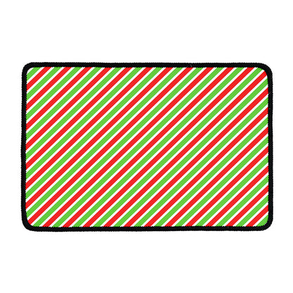 Red Green And White Candy Cane Print Kitchen Mat