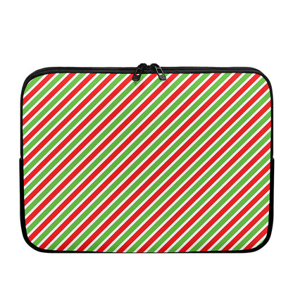 Red Green And White Candy Cane Print Laptop Sleeve