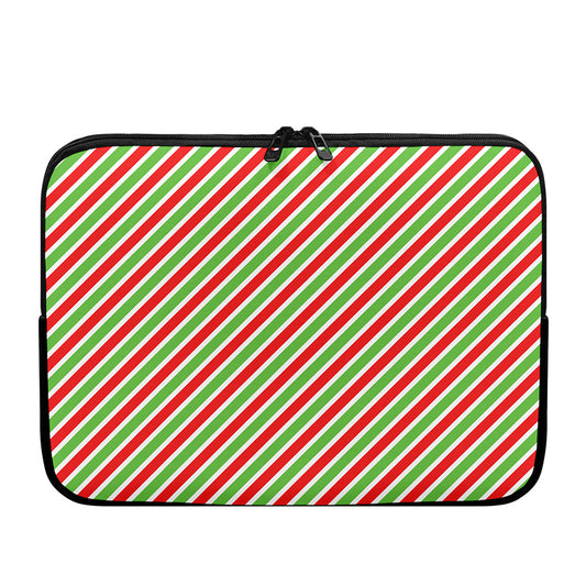 Red Green And White Candy Cane Print Laptop Sleeve