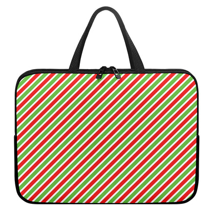 Red Green And White Candy Cane Print Laptop Sleeve With Handle