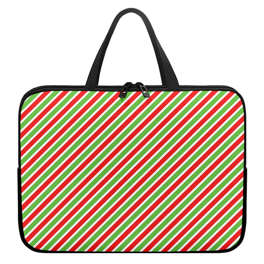 Red Green And White Candy Cane Print Laptop Sleeve With Handle