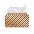 Red Green And White Candy Cane Print Leather Tissue Box Cover