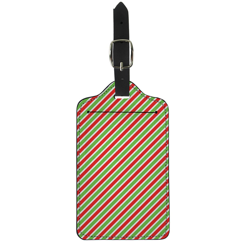 Red Green And White Candy Cane Print Luggage Tag
