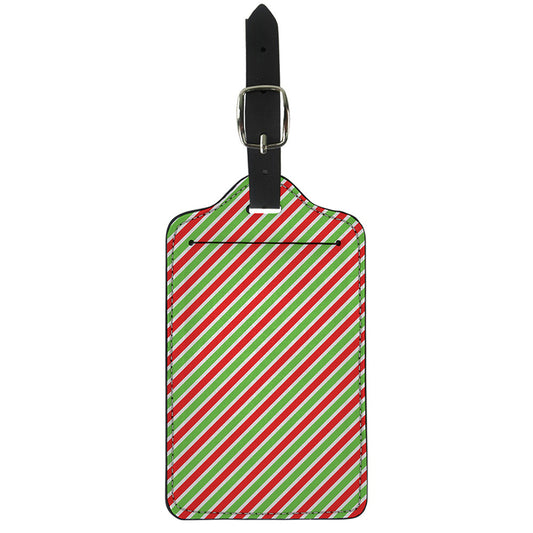 Red Green And White Candy Cane Print Luggage Tag