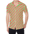Red Green And White Candy Cane Print Men's Shirt