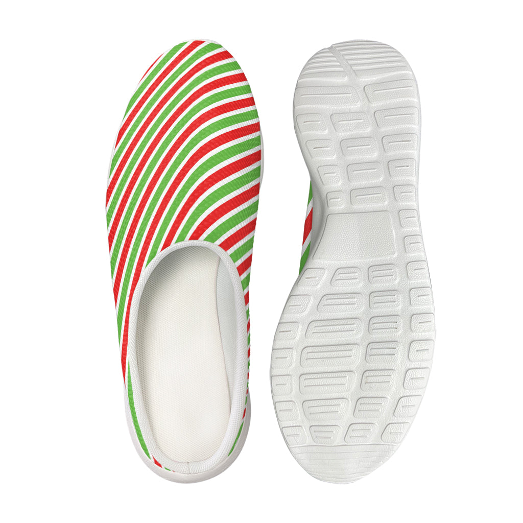 Red Green And White Candy Cane Print Mesh Casual Shoes