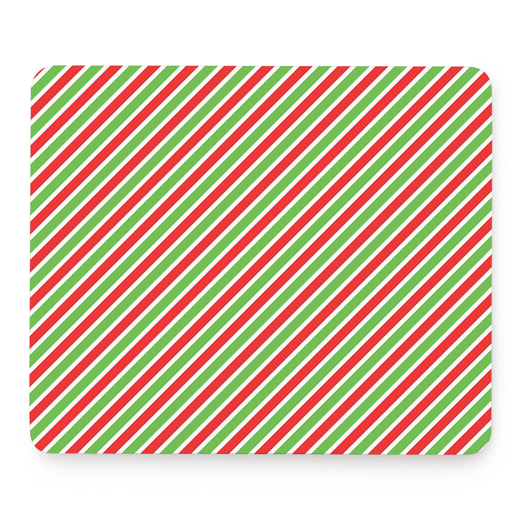 Red Green And White Candy Cane Print Mouse Pad