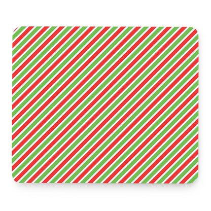 Red Green And White Candy Cane Print Mouse Pad