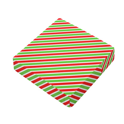 Red Green And White Candy Cane Print Outdoor Seat Cushion Cover