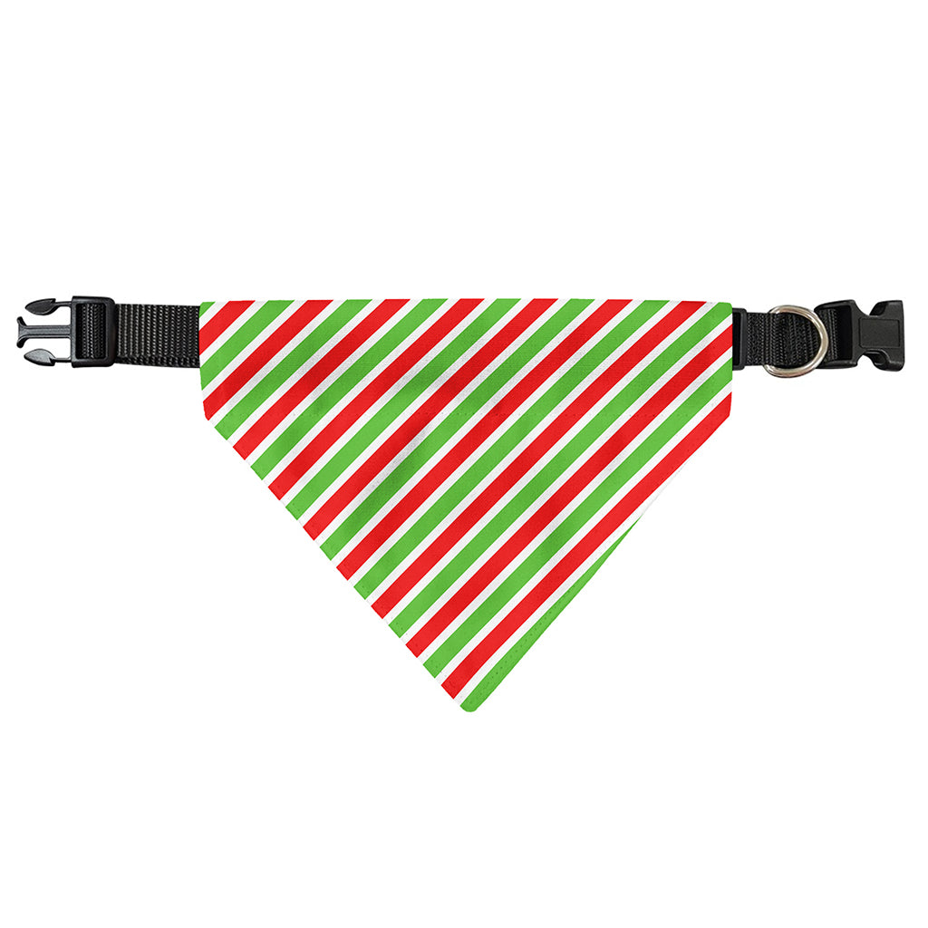 Red Green And White Candy Cane Print Over The Collar Dog Bandana
