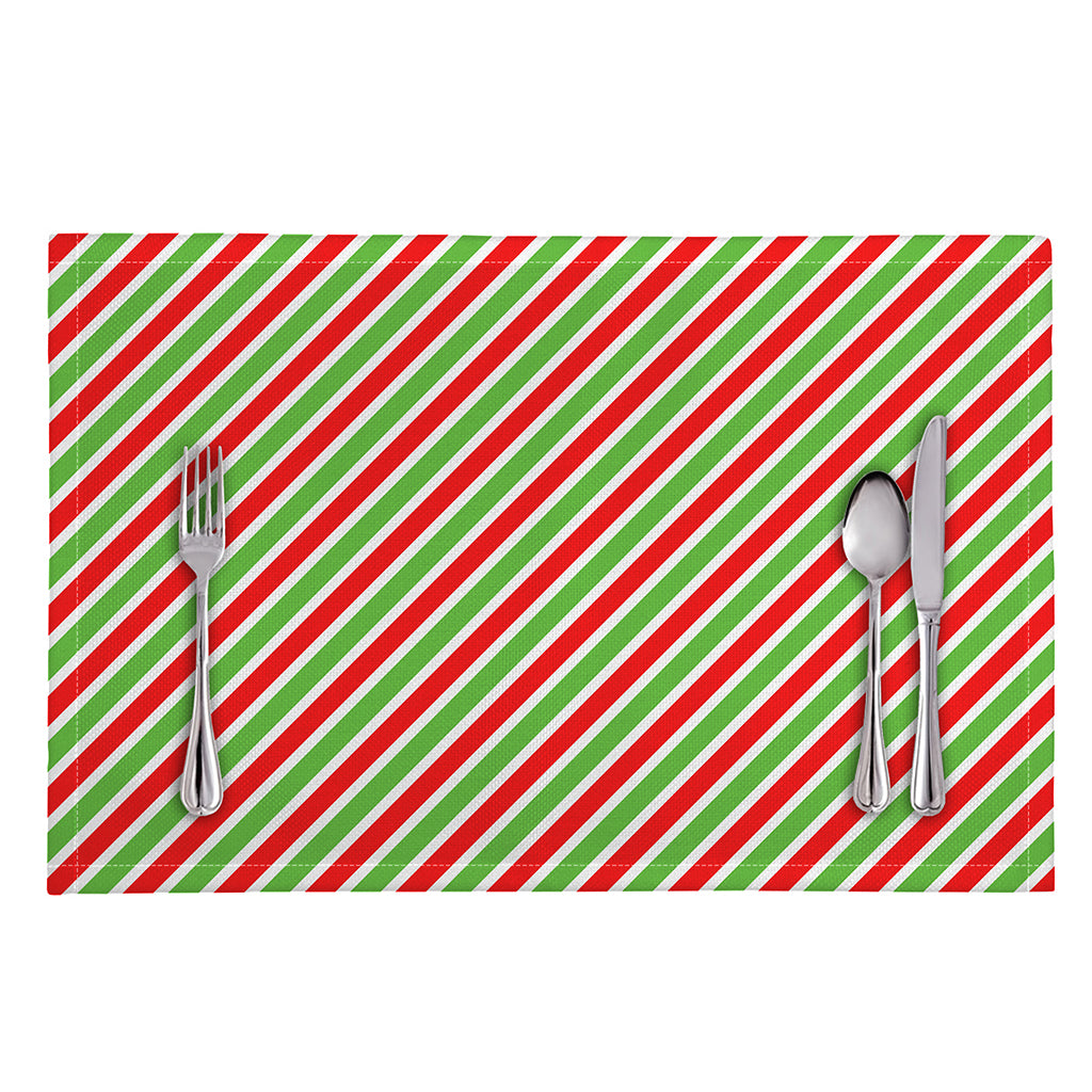 Red Green And White Candy Cane Print Placemat