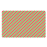Red Green And White Candy Cane Print Polyester Doormat