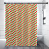 Red Green And White Candy Cane Print Premium Shower Curtain