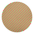 Red Green And White Candy Cane Print Round Blanket