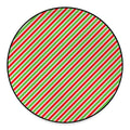 Red Green And White Candy Cane Print Round Floor Mat