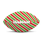 Red Green And White Candy Cane Print Rugby Ball