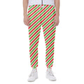 Red Green And White Candy Cane Print Joggers