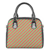 Red Green And White Candy Cane Print Shoulder Handbag