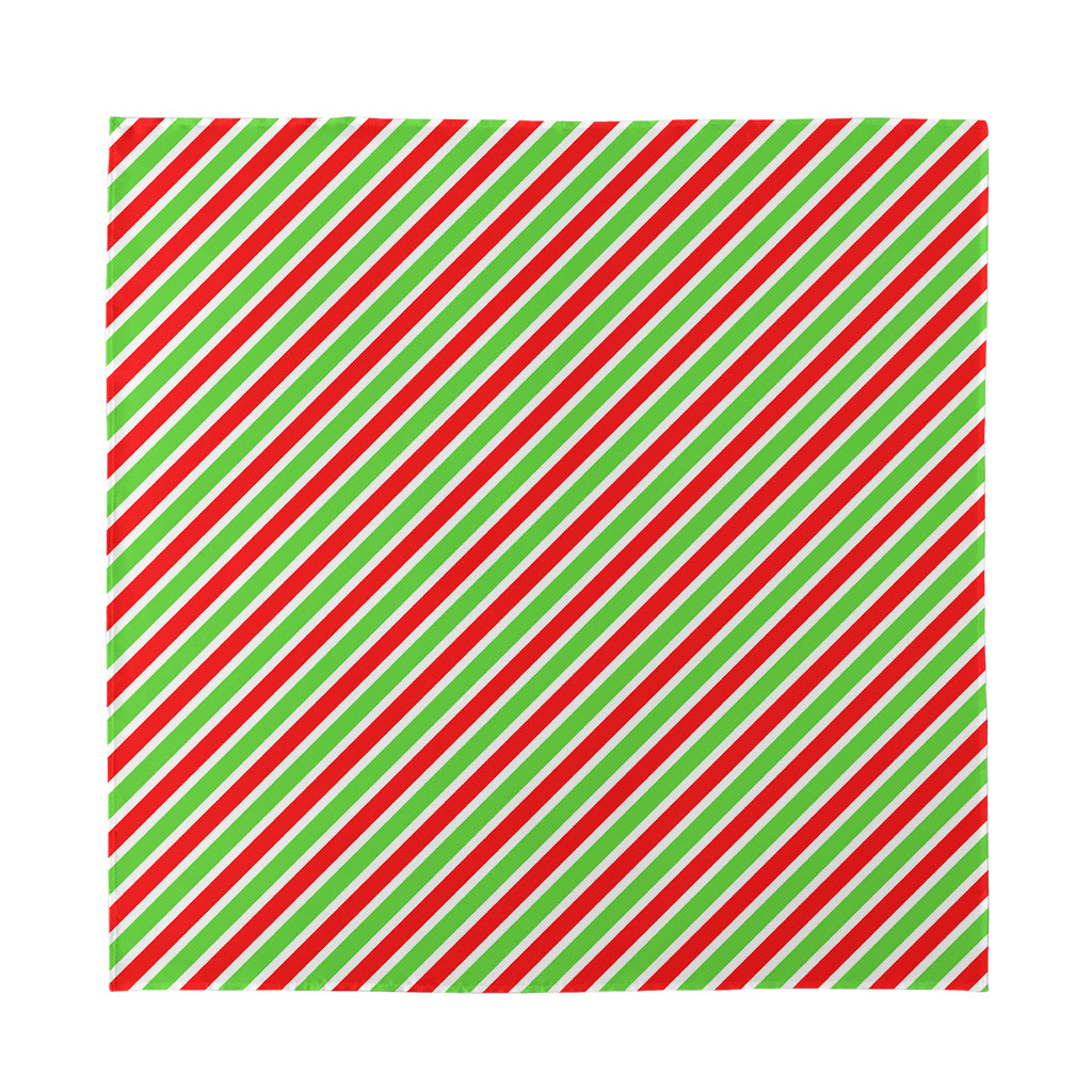 Red Green And White Candy Cane Print Silk Bandana