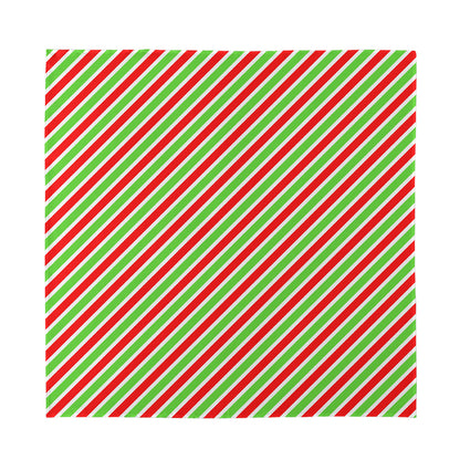 Red Green And White Candy Cane Print Silk Bandana
