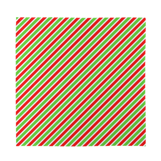 Red Green And White Candy Cane Print Silk Bandana