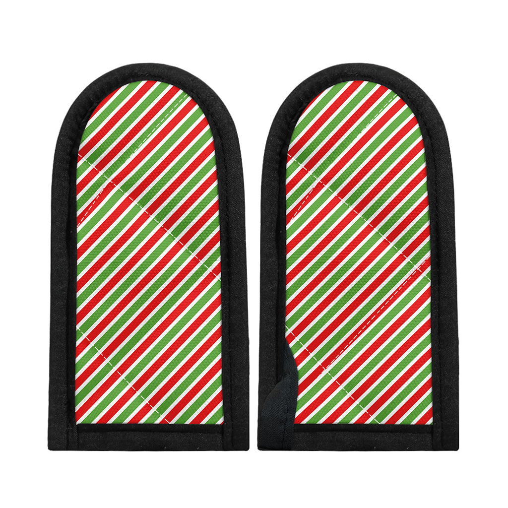Red Green And White Candy Cane Print Skillet Handle Cover