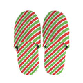Red Green And White Candy Cane Print Slippers